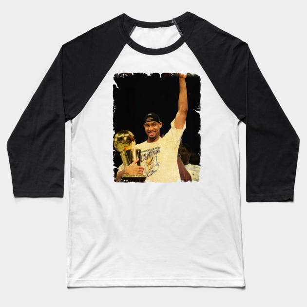 Tim Duncan - Vintage Design Of Basketball Baseball T-Shirt by JULIAN AKBAR PROJECT